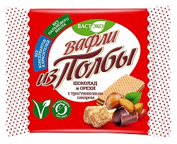 Вафли из полбы. Шоколад и Орехи. С тростниковым сахаром., 45 г. (в коробке)